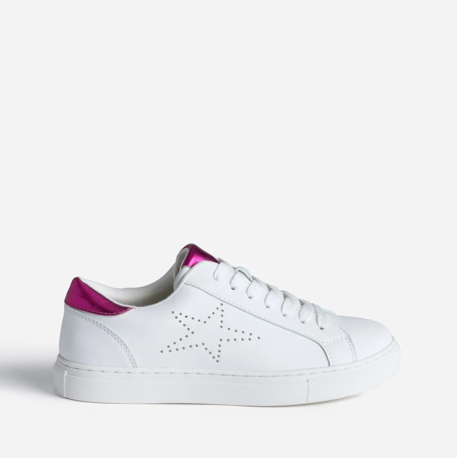Tennis blanche détails fuchsia métallisé