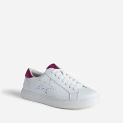 Tennis blanche détails fuchsia métallisé