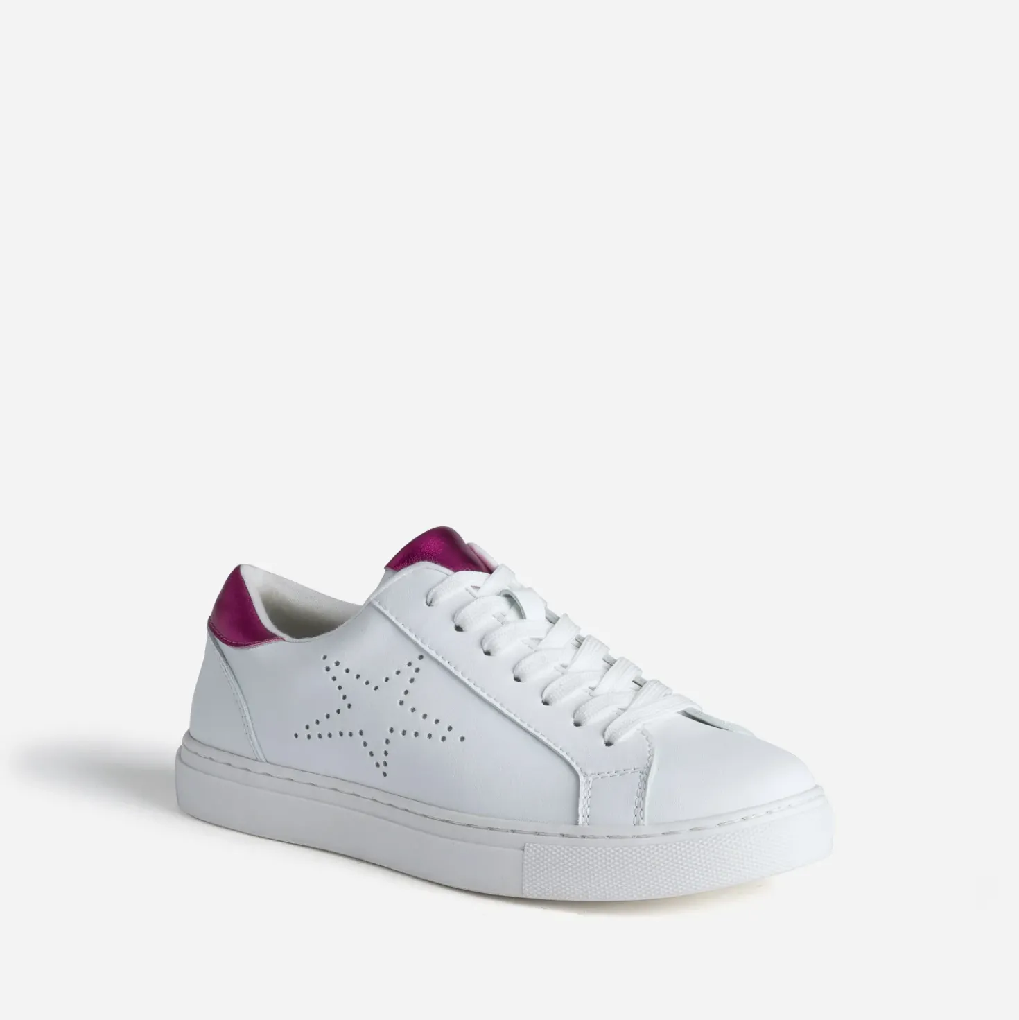 Tennis blanche détails fuchsia métallisé