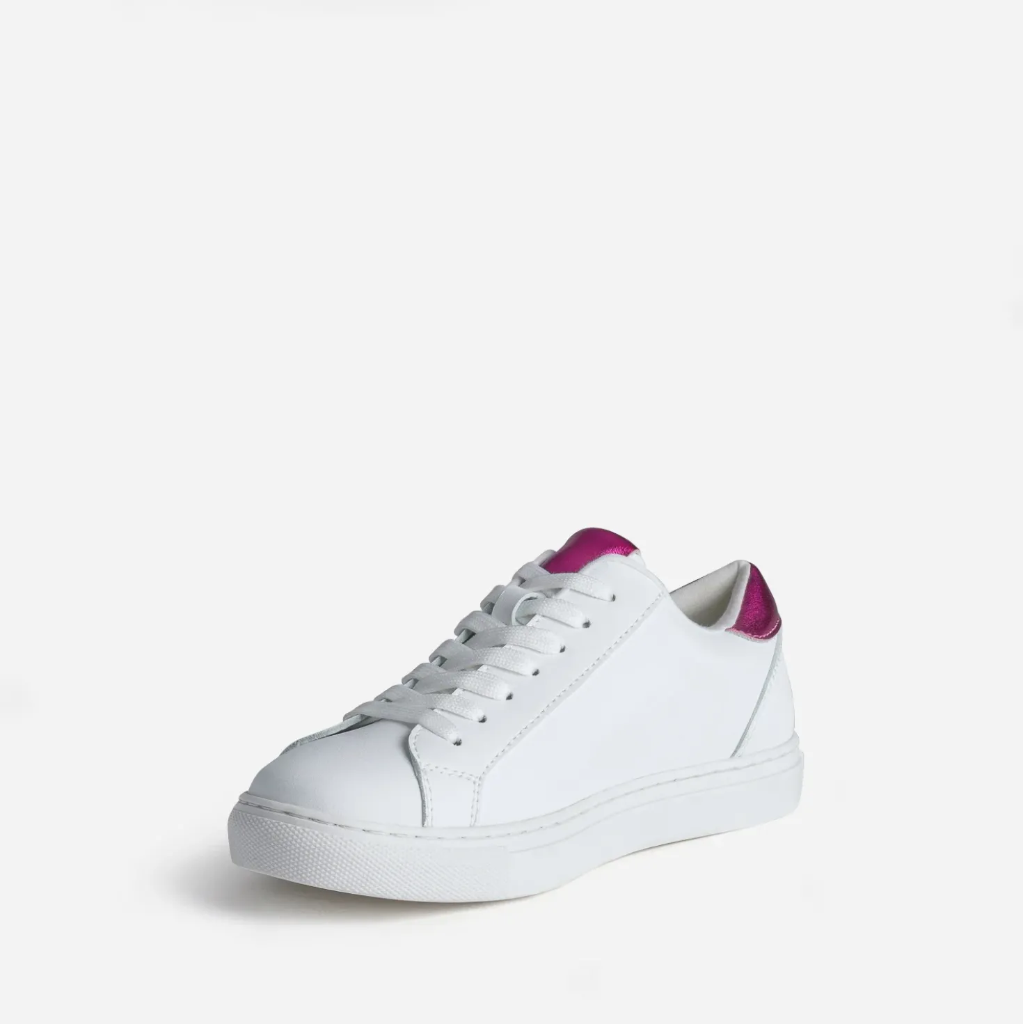Tennis blanche détails fuchsia métallisé