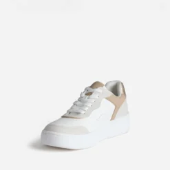 Tennis blanche détails gris et beige