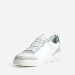 Tennis blanche, grise, verte cuir éco-conçu