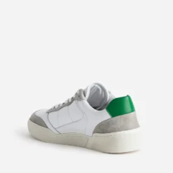Tennis blanche, grise, verte cuir éco-conçu