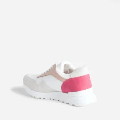 Tennis blanche, rose et grise semelle amovible