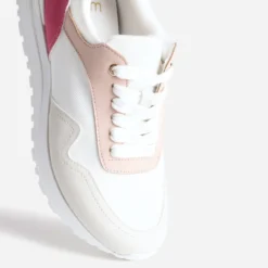 Tennis blanche, rose et grise semelle amovible