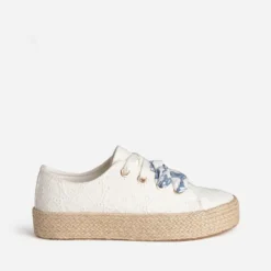Tennis blanche toile avec broderies