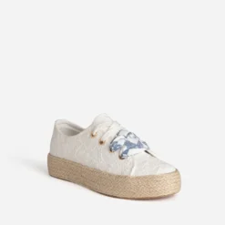Tennis blanche toile avec broderies