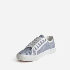 Tennis blanche toile motif rayures