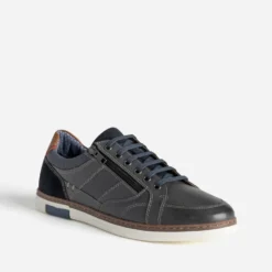 Tennis bleu marine cuir