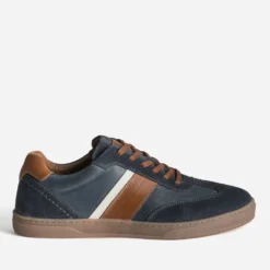 Tennis bleu marine et camel cuir