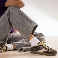 Tennis bordeaux cuir et cuir velours