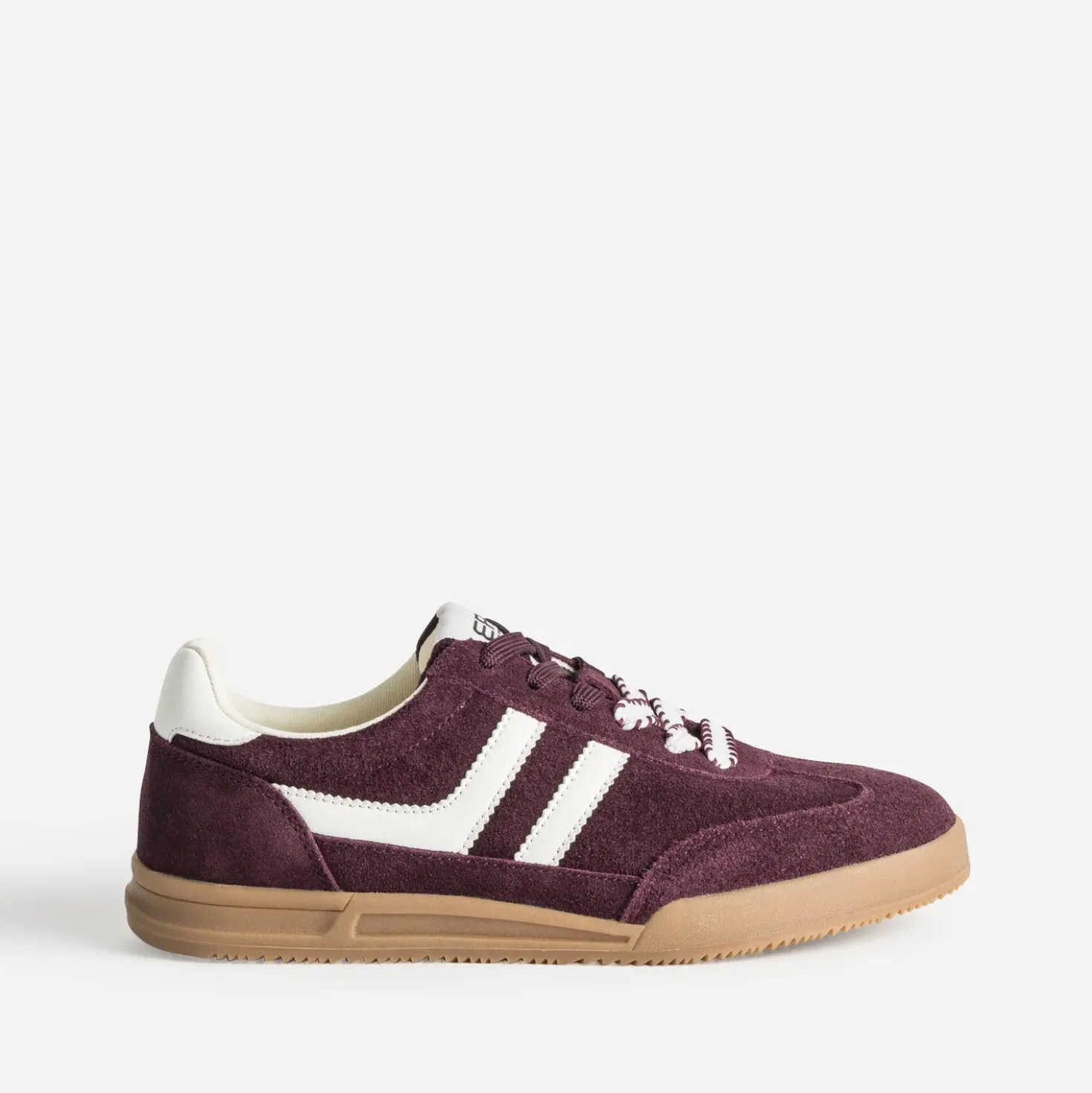 Tennis bordeaux cuir velours double lacet