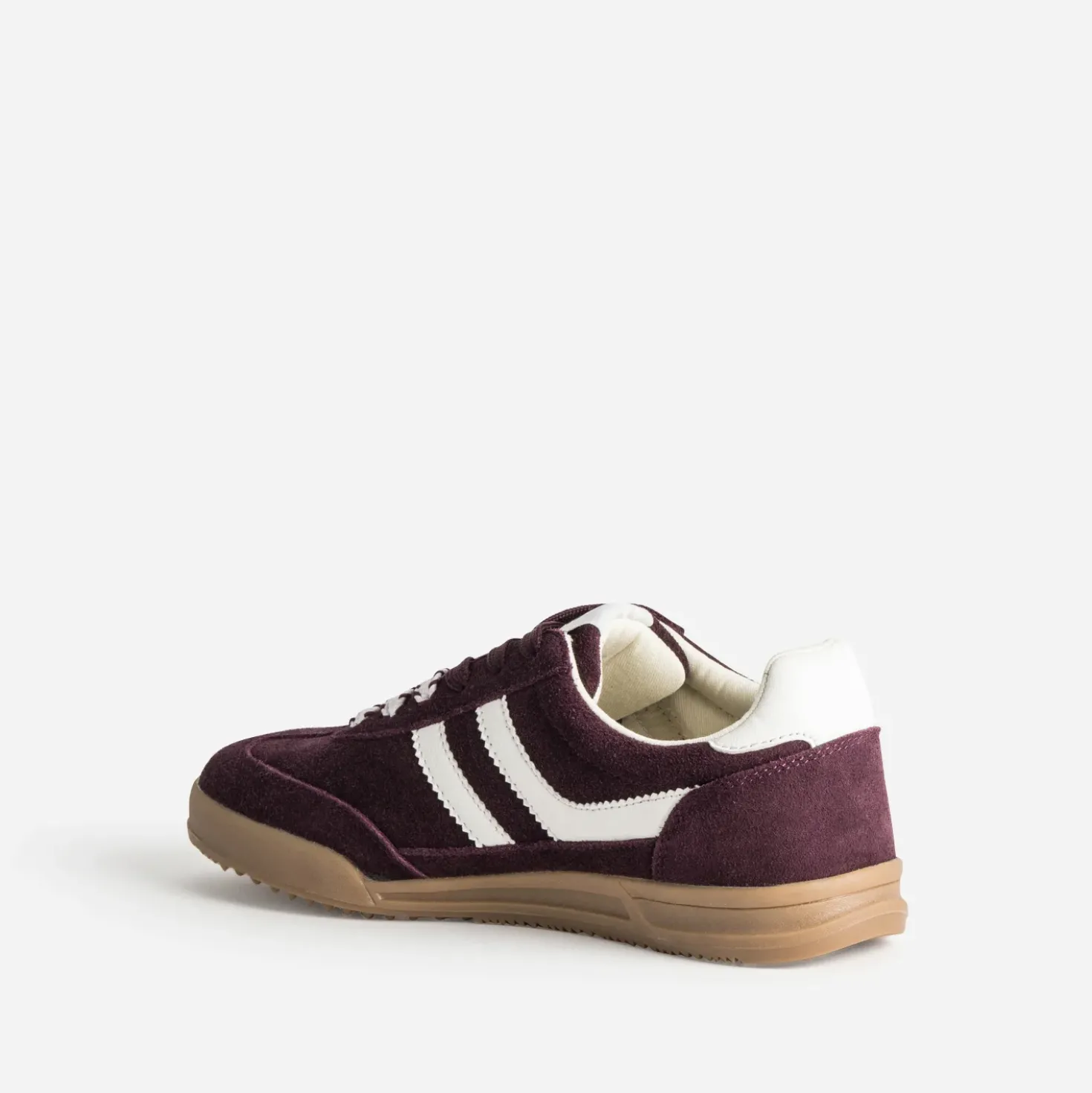Tennis bordeaux cuir velours double lacet