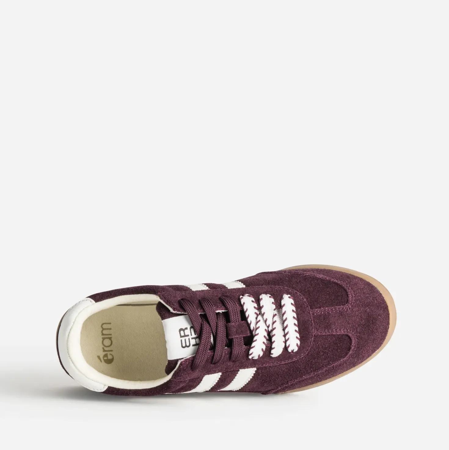 Tennis bordeaux cuir velours double lacet