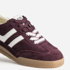 Tennis bordeaux cuir velours double lacet