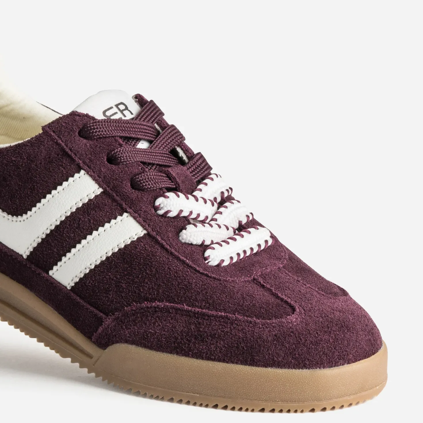 Tennis bordeaux cuir velours double lacet
