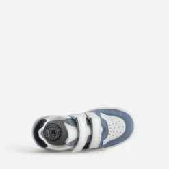Tennis BUGGY blanc, bleu, vert cuir