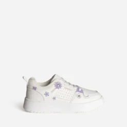 Tennis BUGGY blanche détails fleurs