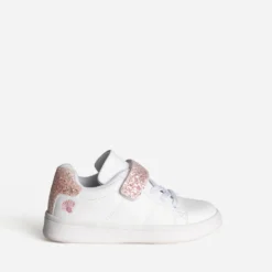Tennis BUGGY blanche paillettes et broderie roses