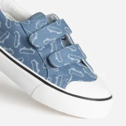 Tennis BUGGY bleue toile motif skates à scratchs