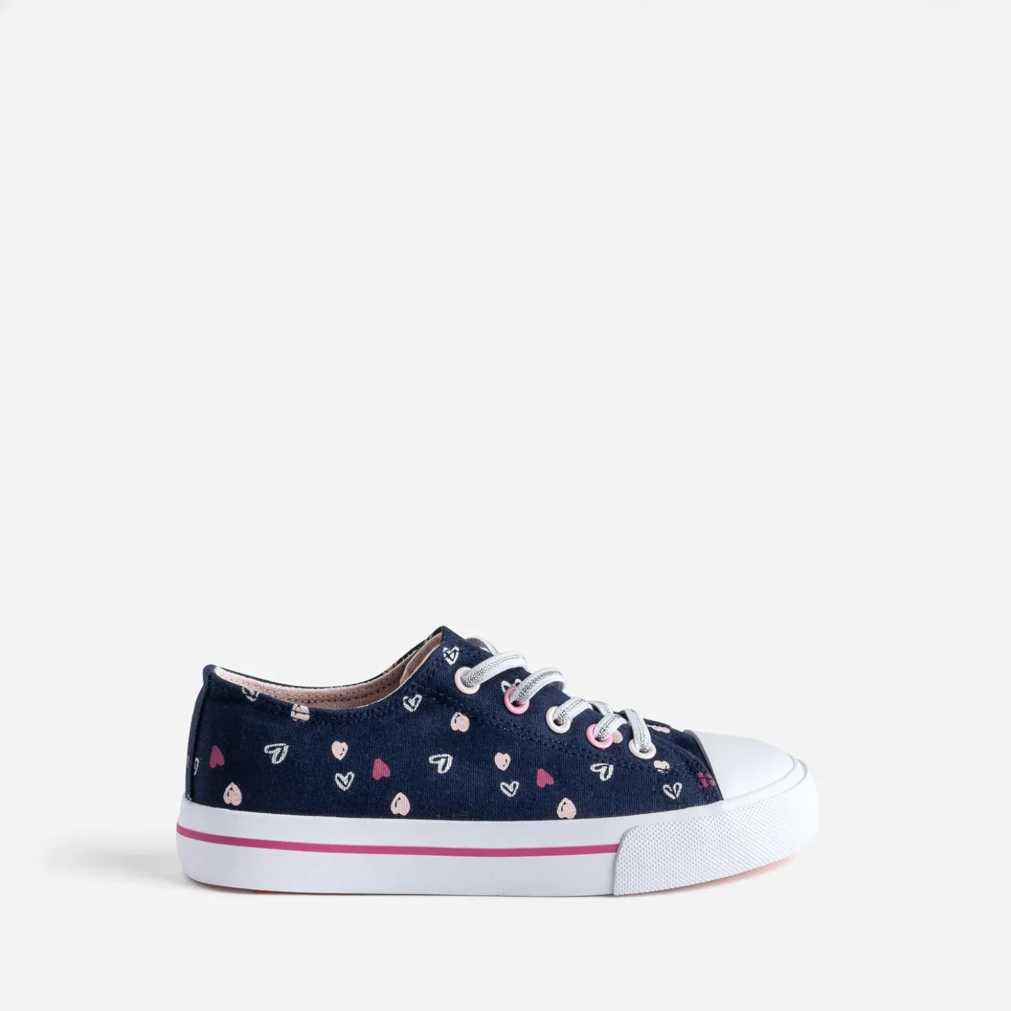 Tennis BUGGY marine toile motifs cœurs