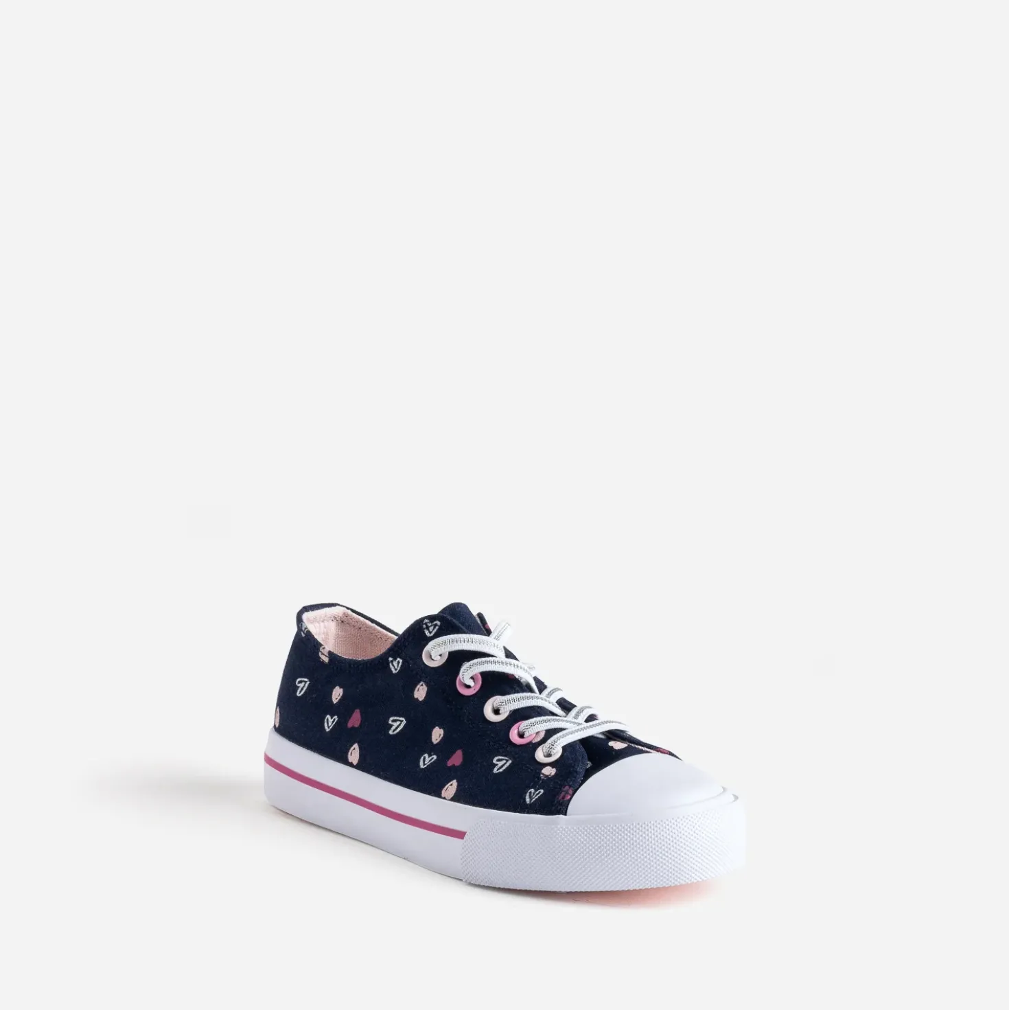 Tennis BUGGY marine toile motifs cœurs