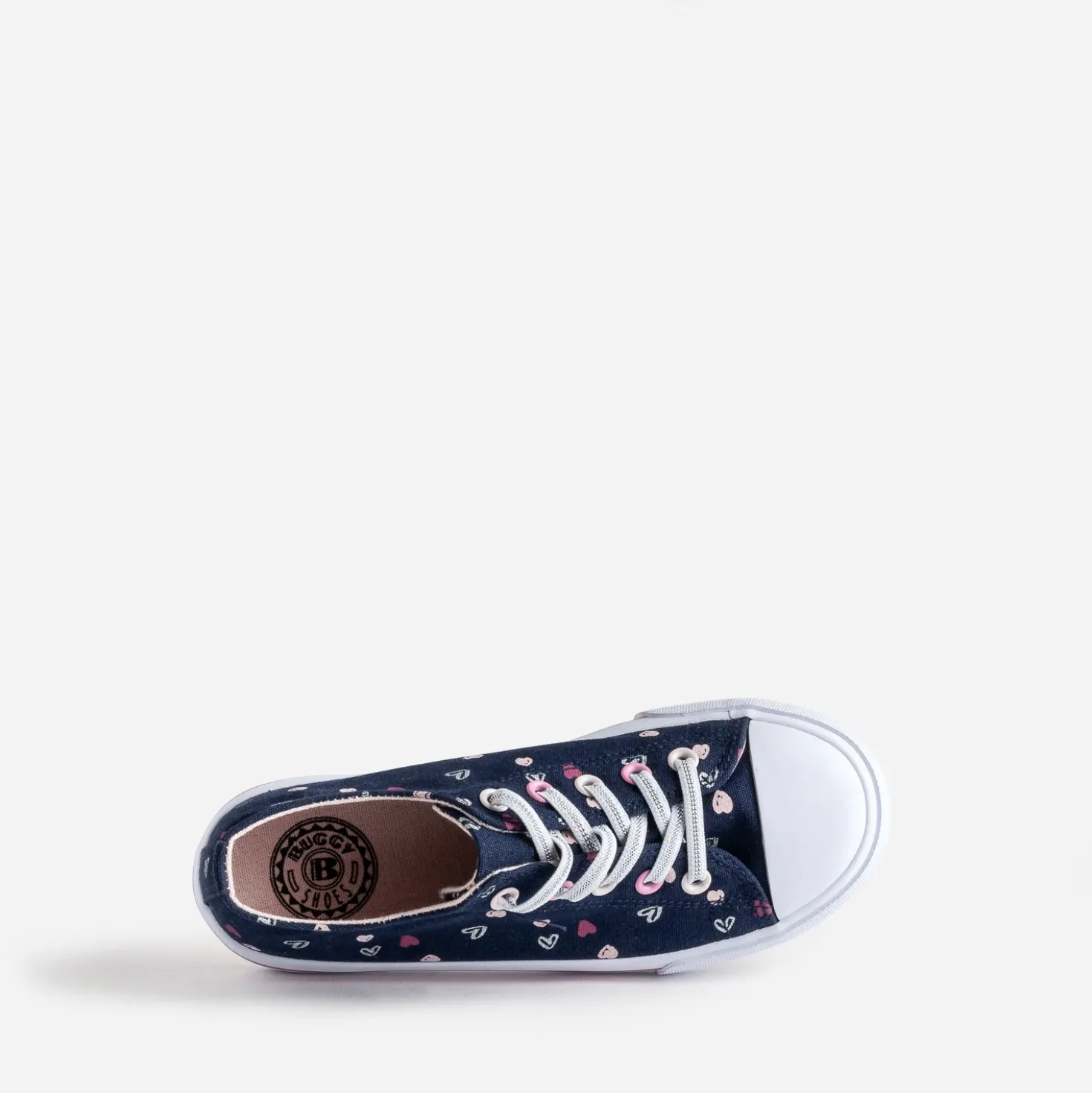 Tennis BUGGY marine toile motifs cœurs