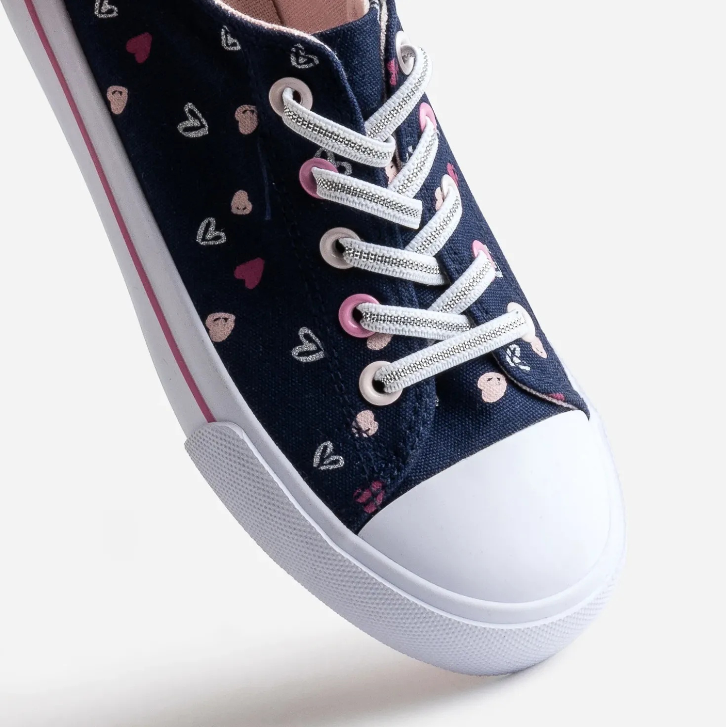 Tennis BUGGY marine toile motifs cœurs