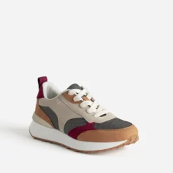 Tennis camel, bordeaux et beige semelle amovible