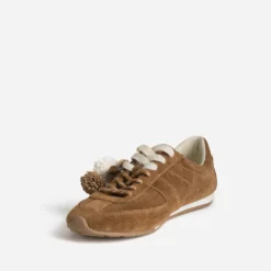 Tennis camel cuir velours double lacet