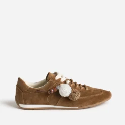 Tennis camel cuir velours double lacet