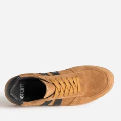 Tennis camel cuir velours détails noirs