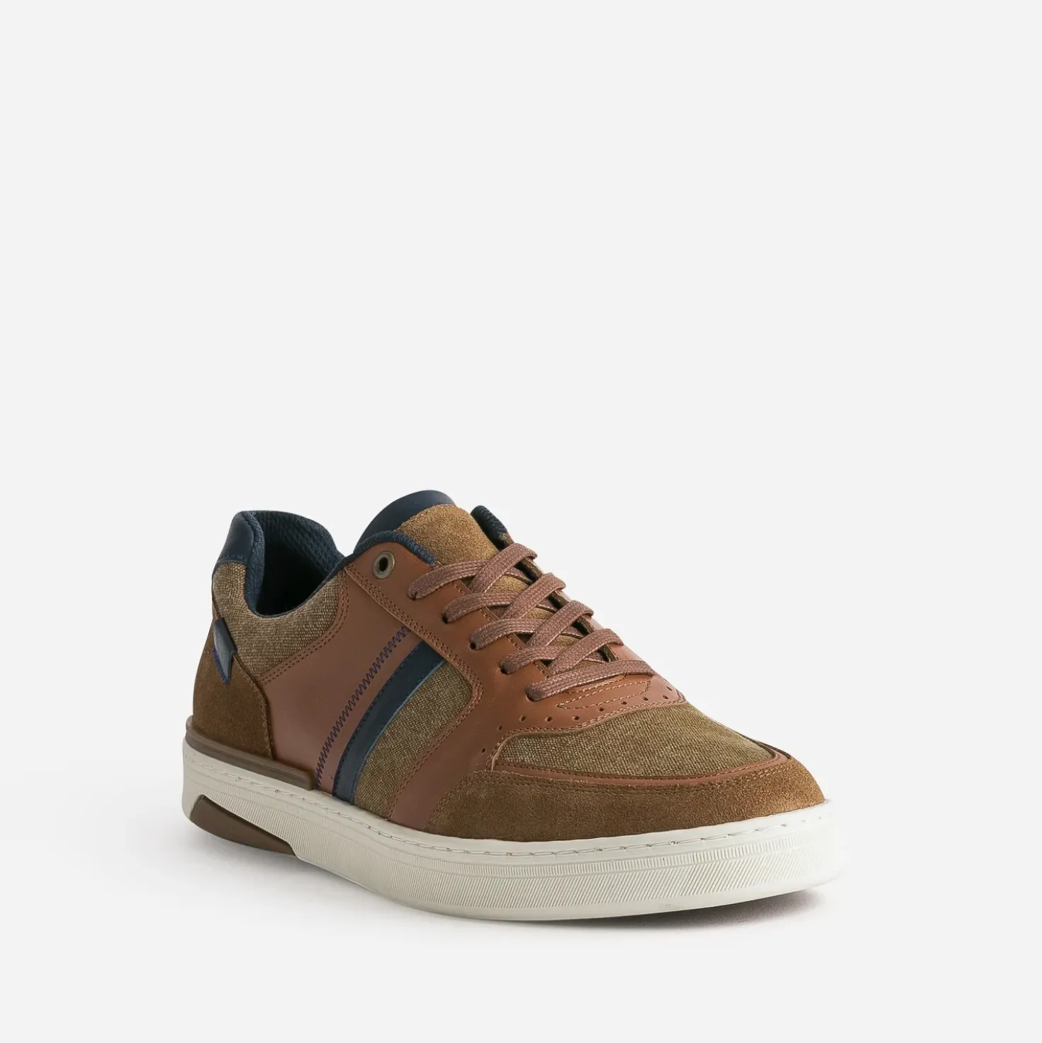 Tennis camel et cognac mix matières