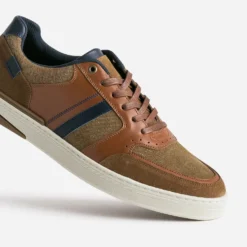 Tennis camel et cognac mix matières