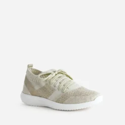 Tennis-chaussette beige et doré tricotée