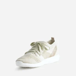 Tennis-chaussette beige et doré tricotée