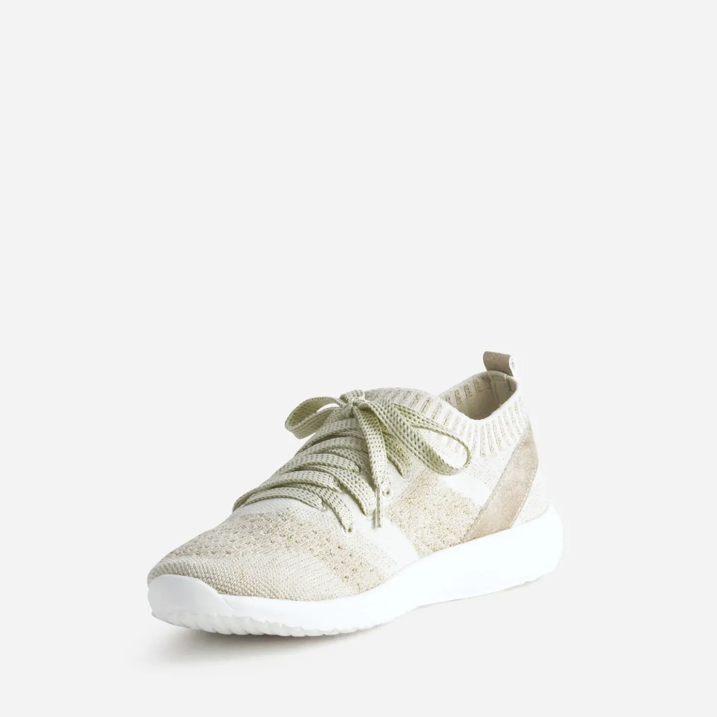 Tennis-chaussette beige et doré tricotée