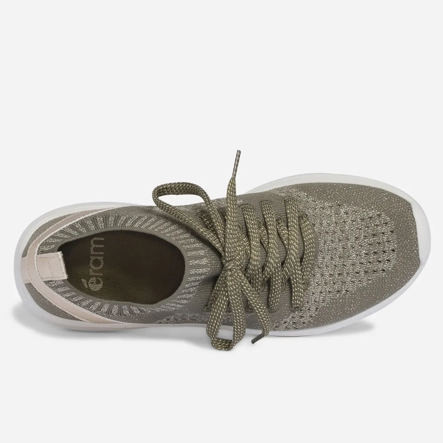 Tennis-chaussette kaki et or tricotée