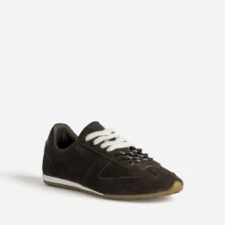 Tennis chocolat cuir velours double lacet