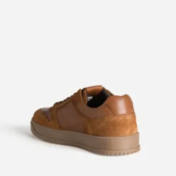 Tennis cognac cuir détails velours