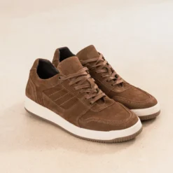 Tennis cognac cuir velours