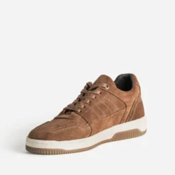 Tennis cognac cuir velours