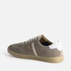 Tennis homme taupe cuir velours