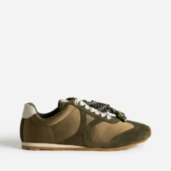 Tennis kaki bi-matière décor gri-gri