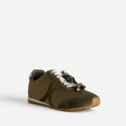 Tennis kaki bi-matière décor gri-gri