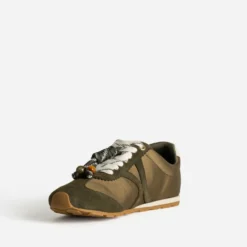 Tennis kaki bi-matière décor gri-gri