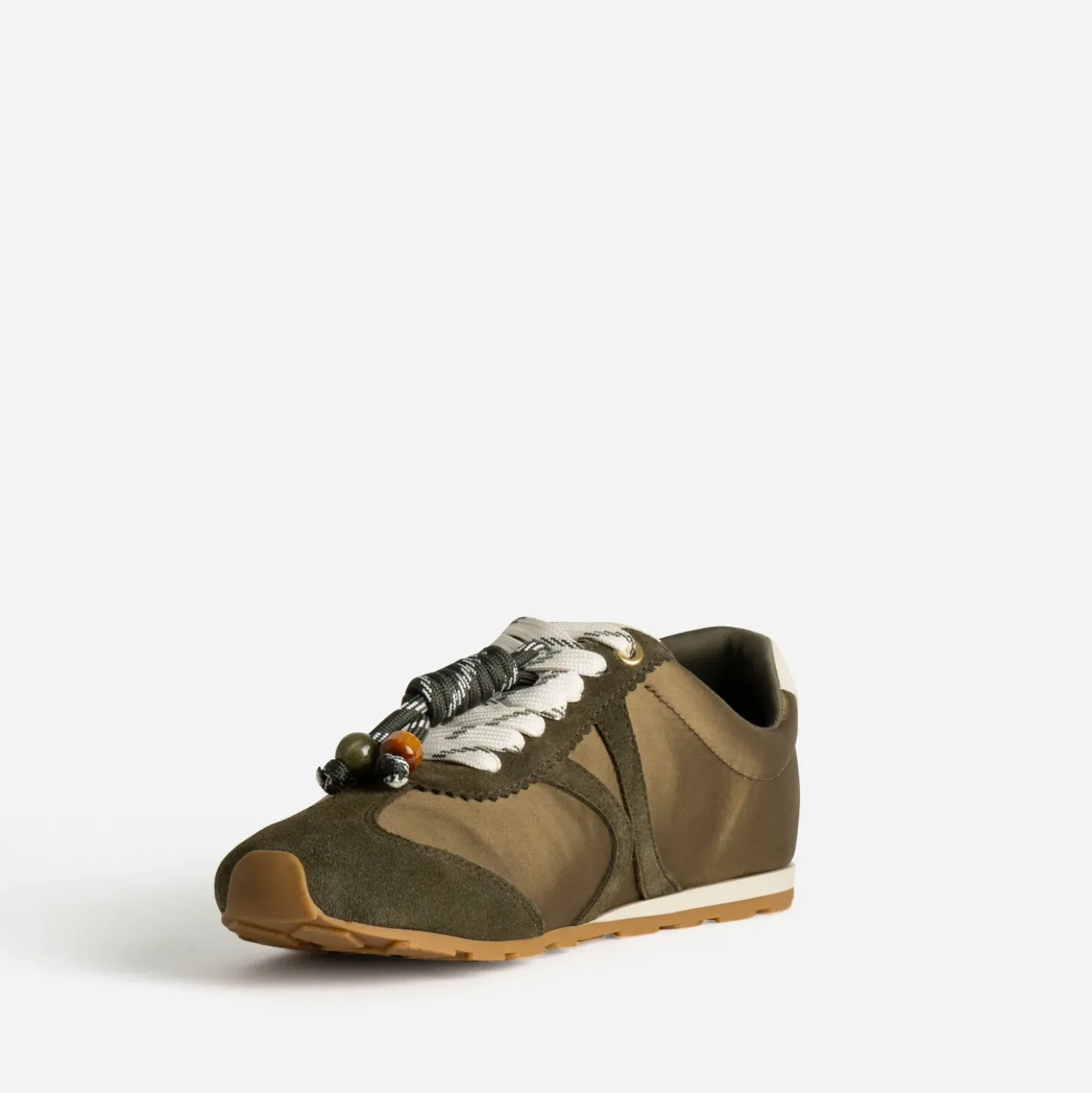 Tennis kaki bi-matière décor gri-gri