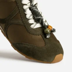 Tennis kaki bi-matière décor gri-gri