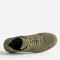 Tennis kaki cuir velours