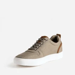 Tennis kaki en toile détails camel
